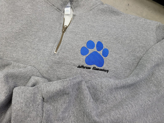 Custom Simple Embroidered Quarter Zip/Sweatshirt Mascot Design Mockup - No Physical Item!