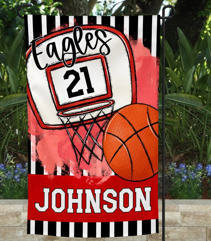 Red Basketball Garden Flag