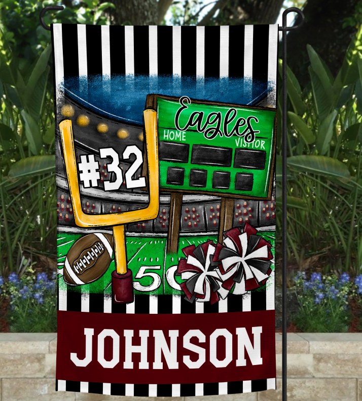 Maroon Football Garden Flag