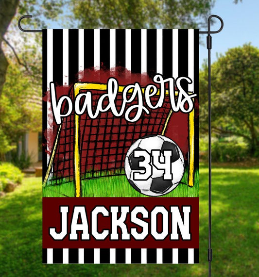 Maroon Soccer Garden Flag