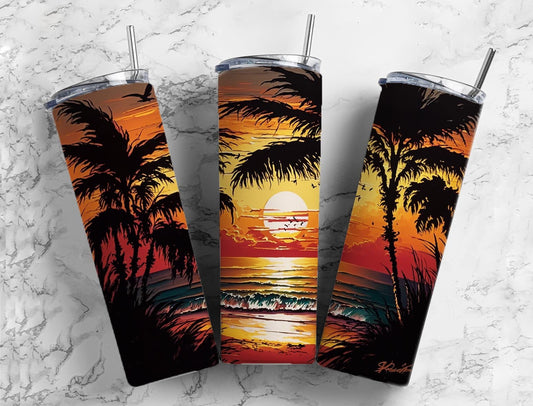 Orange Beach Sunset Completed 20oz Skinny Tumbler