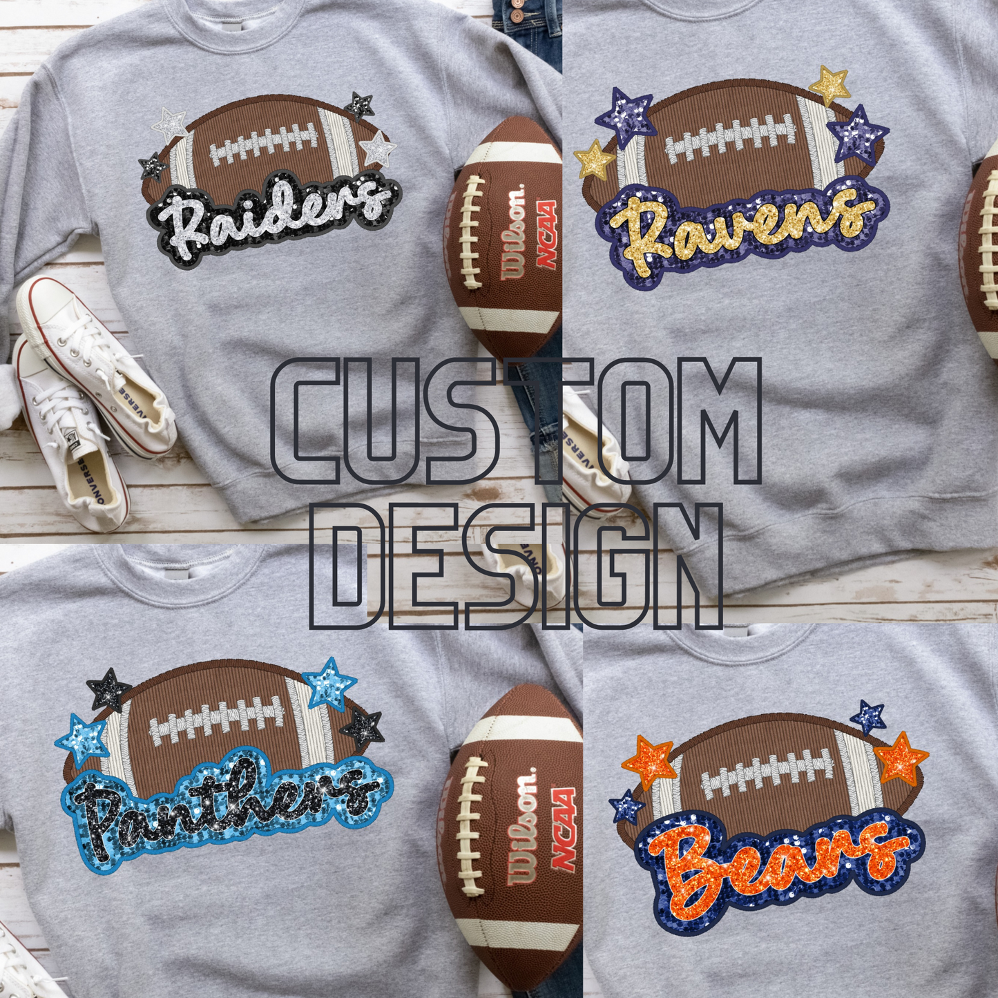 Custom Sequin Football Mascot Design Mockup- No Physical Item!