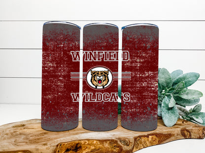 Winfield Wildcats Completed 20oz Skinny Tumbler