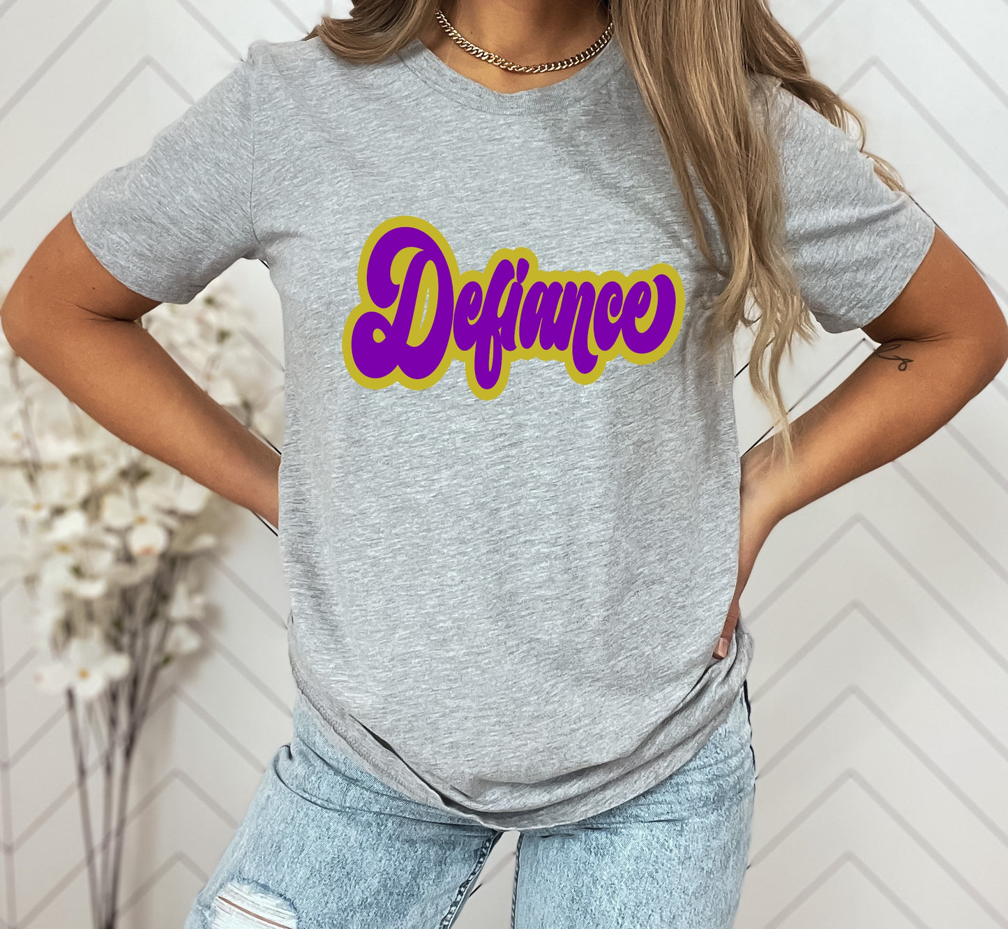 Defiance Vintage Retro Shadow Distressed DTF Transfer