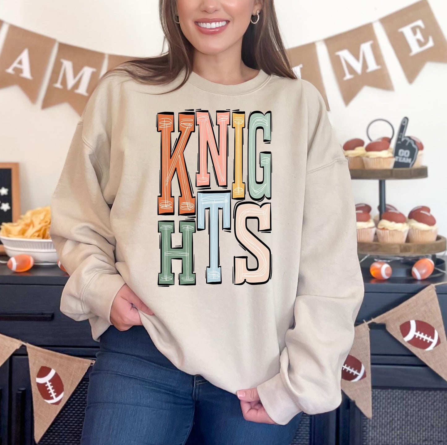 Knights Boho Varsity Doodle Graphic Tee