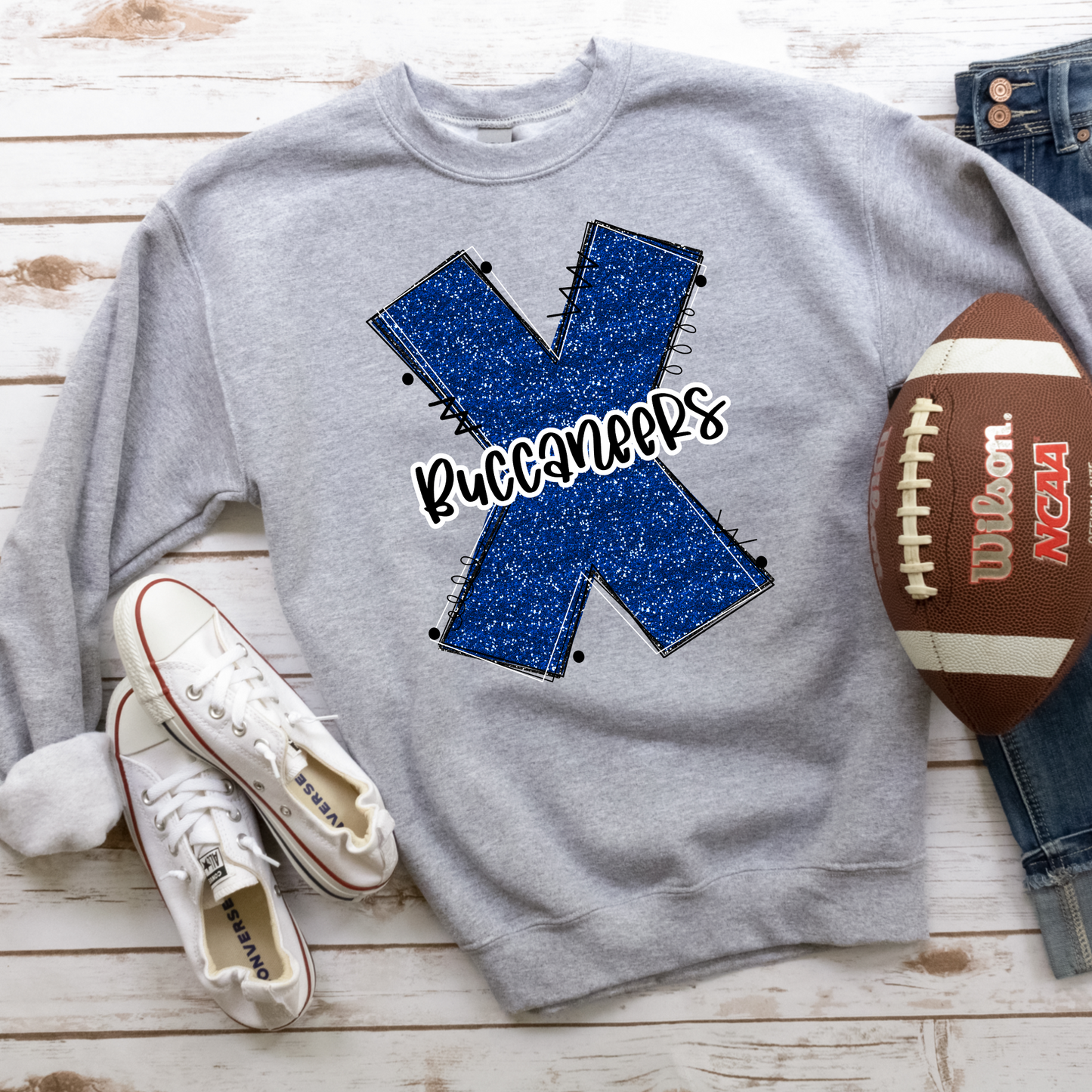 X Buccaneers Glitter Varsity Doodle Graphic Tee