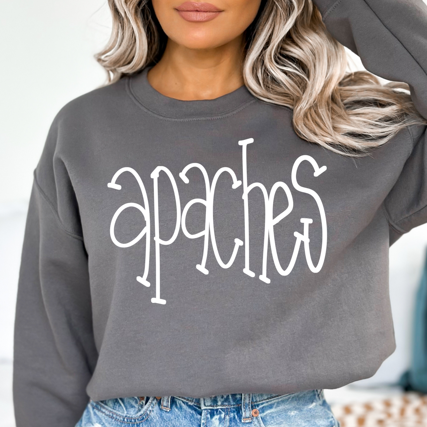 Apaches White Hand Lettered DTF Transfer