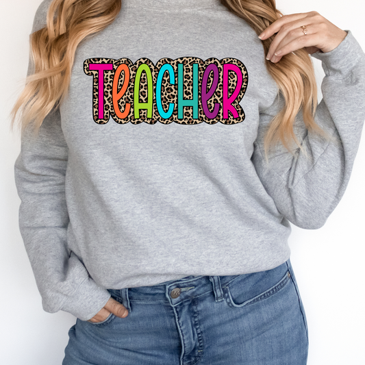 Teacher Colorful Leopard DTF Transfer