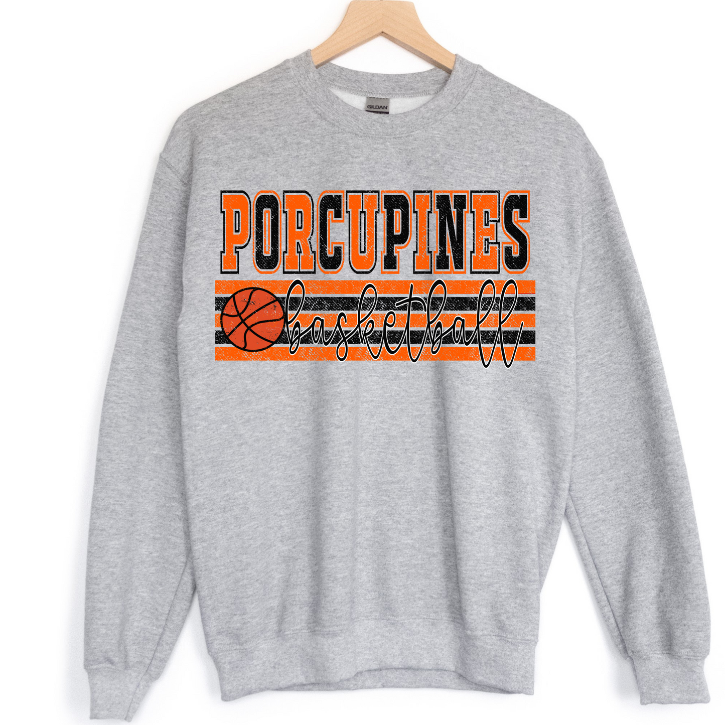 Porcupines Orange and Black Basketball DTF Transfer