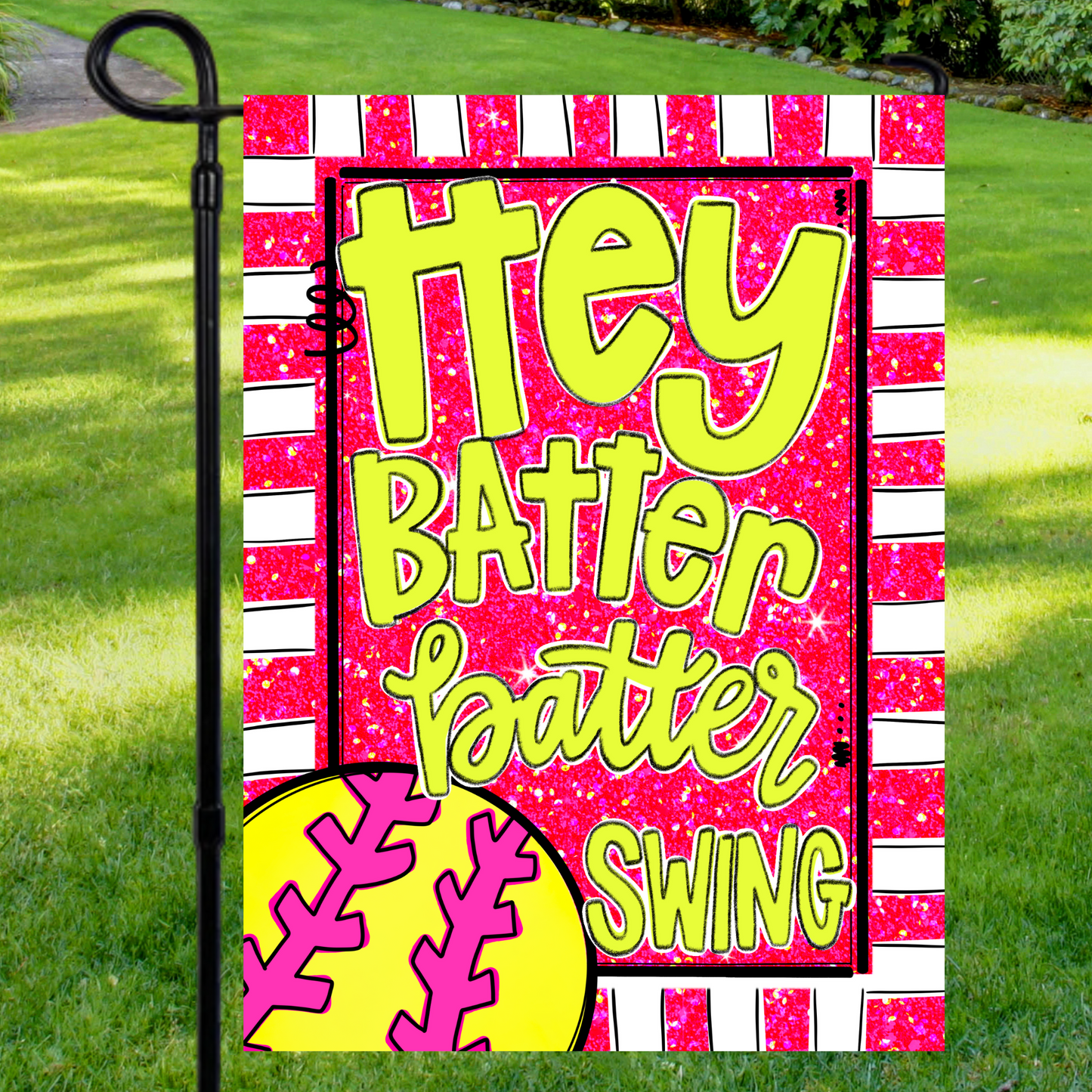 Hey Batter Batter Swing Garden Flag