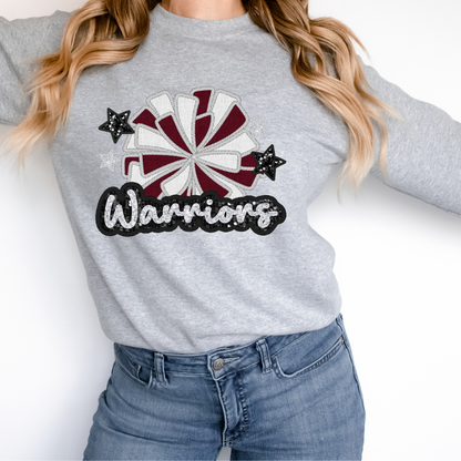 Warriors Maroon Cheer Sequin DTF Transfer