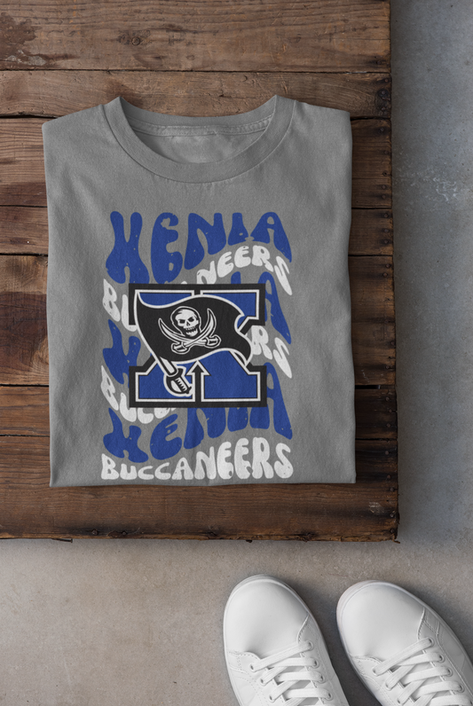 Xenia Buccaneers Distressed Wavy Mascot Graphic Tee