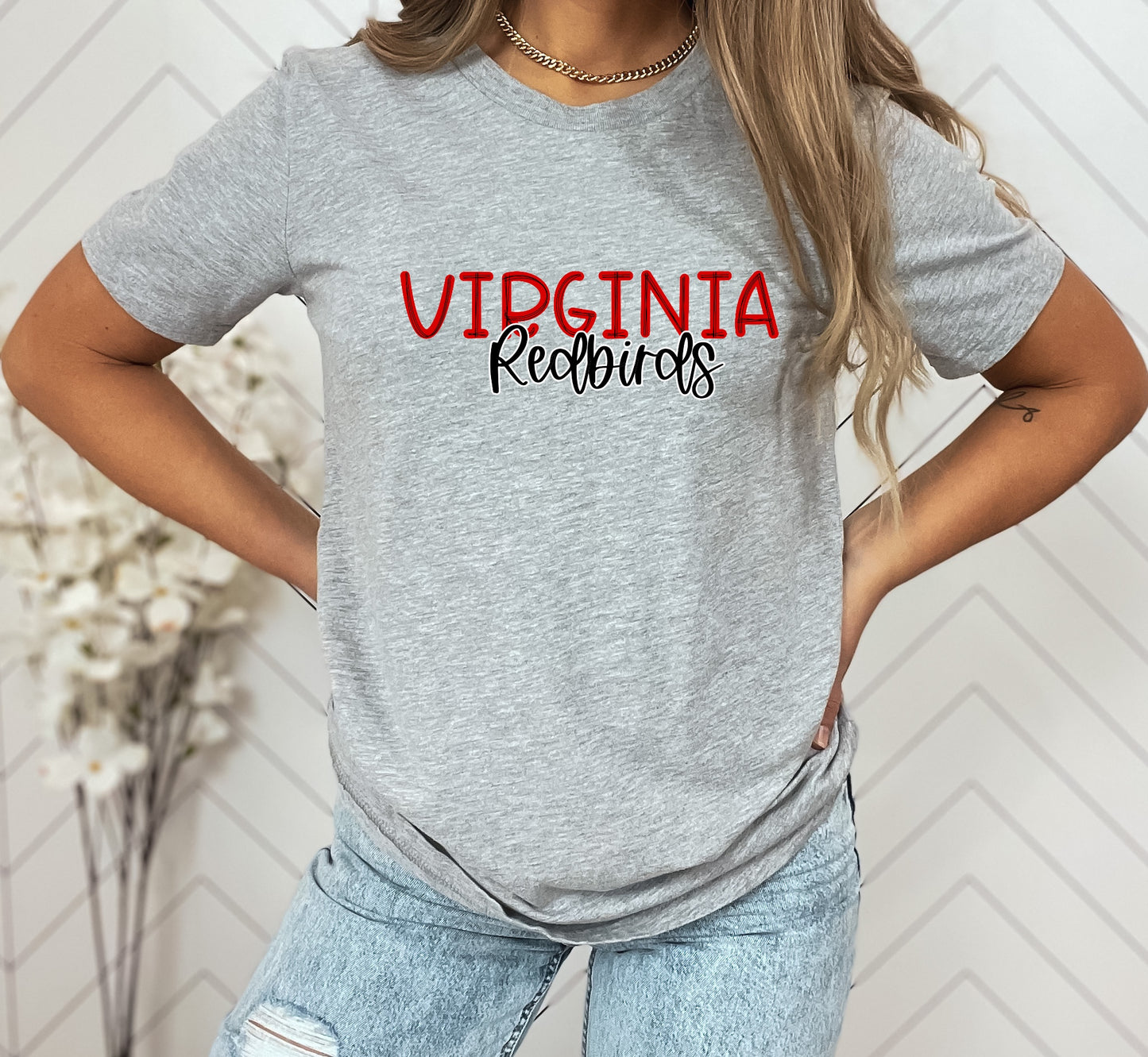 Virginia Redbirds Scribble Doodle Graphic Tee