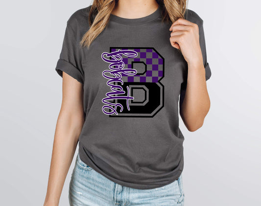 Bobcats Purple  Checkered Graphic Tee