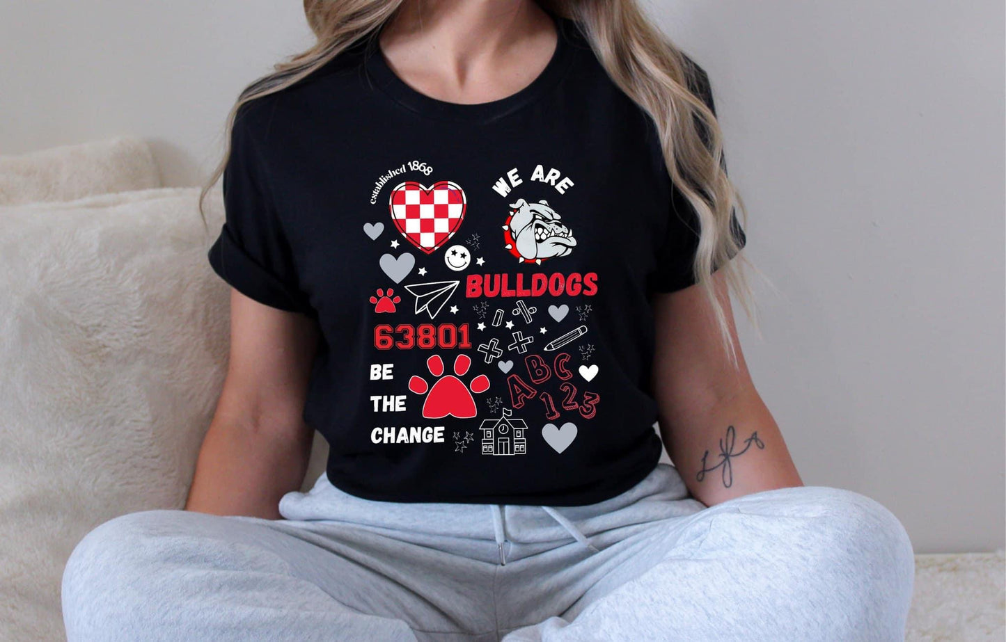 We Are Bulldogs 63801 School DoodleGraphic Tee