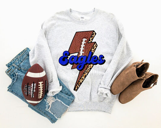 Eagles Blue Football Lightning Bolt Graphic Tee