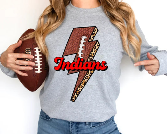 Indians Football Lightning Bolt Graphic Tee