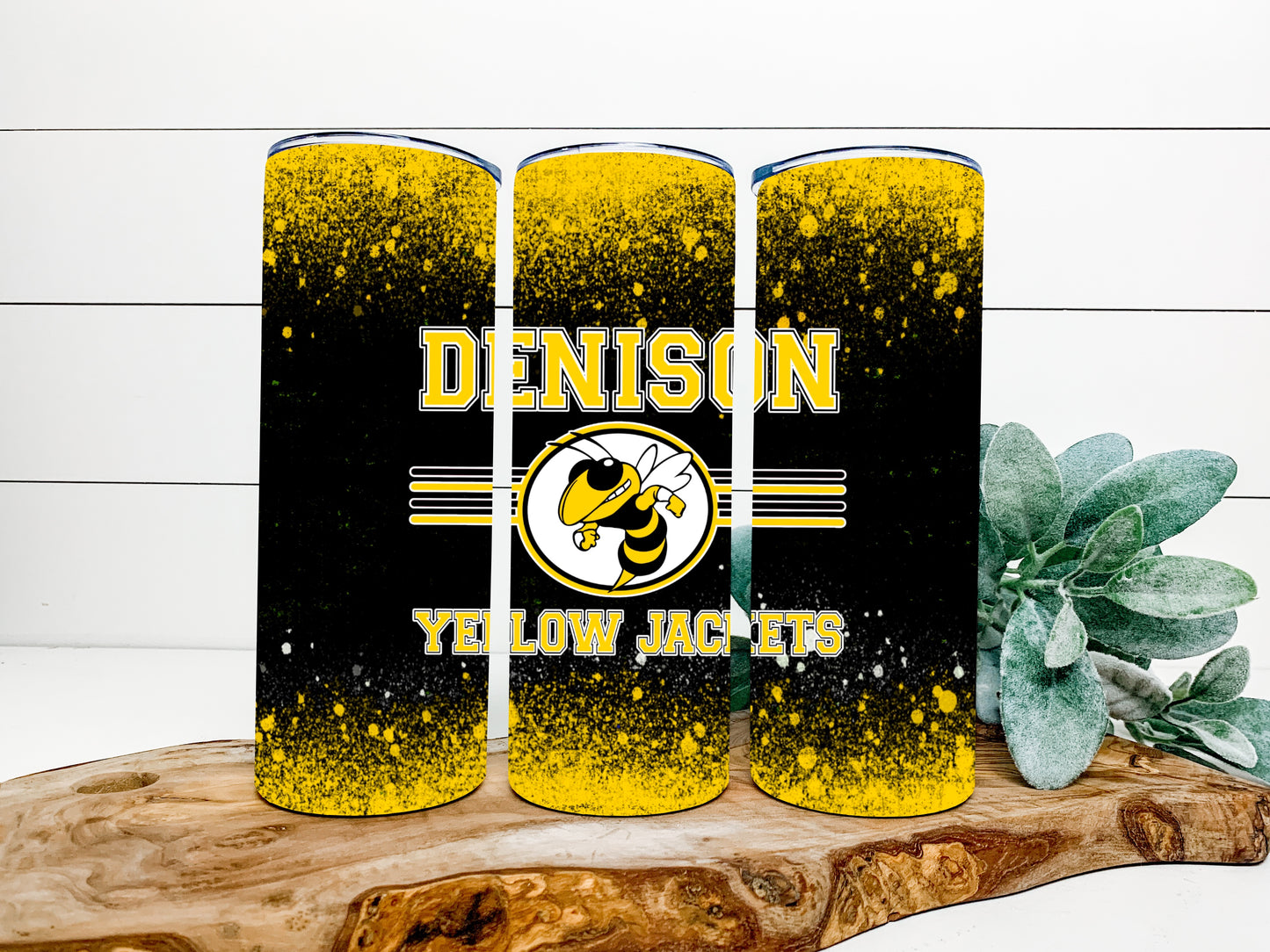 Denison yellow jackets Completed 20oz Skinny Tumbler