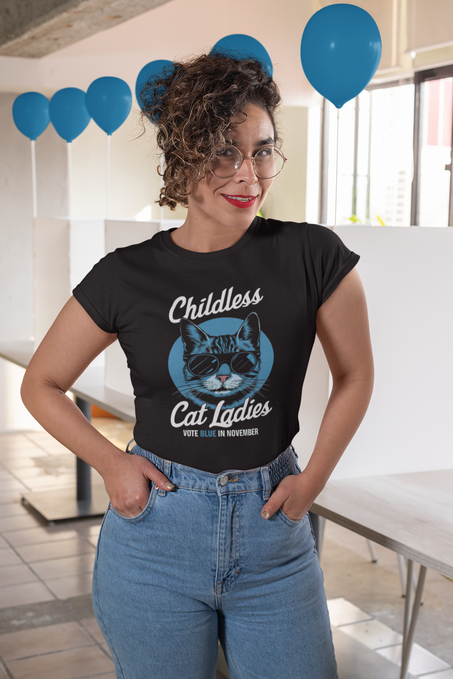 Childless Cat Ladies Vote Blue Graphic Tee