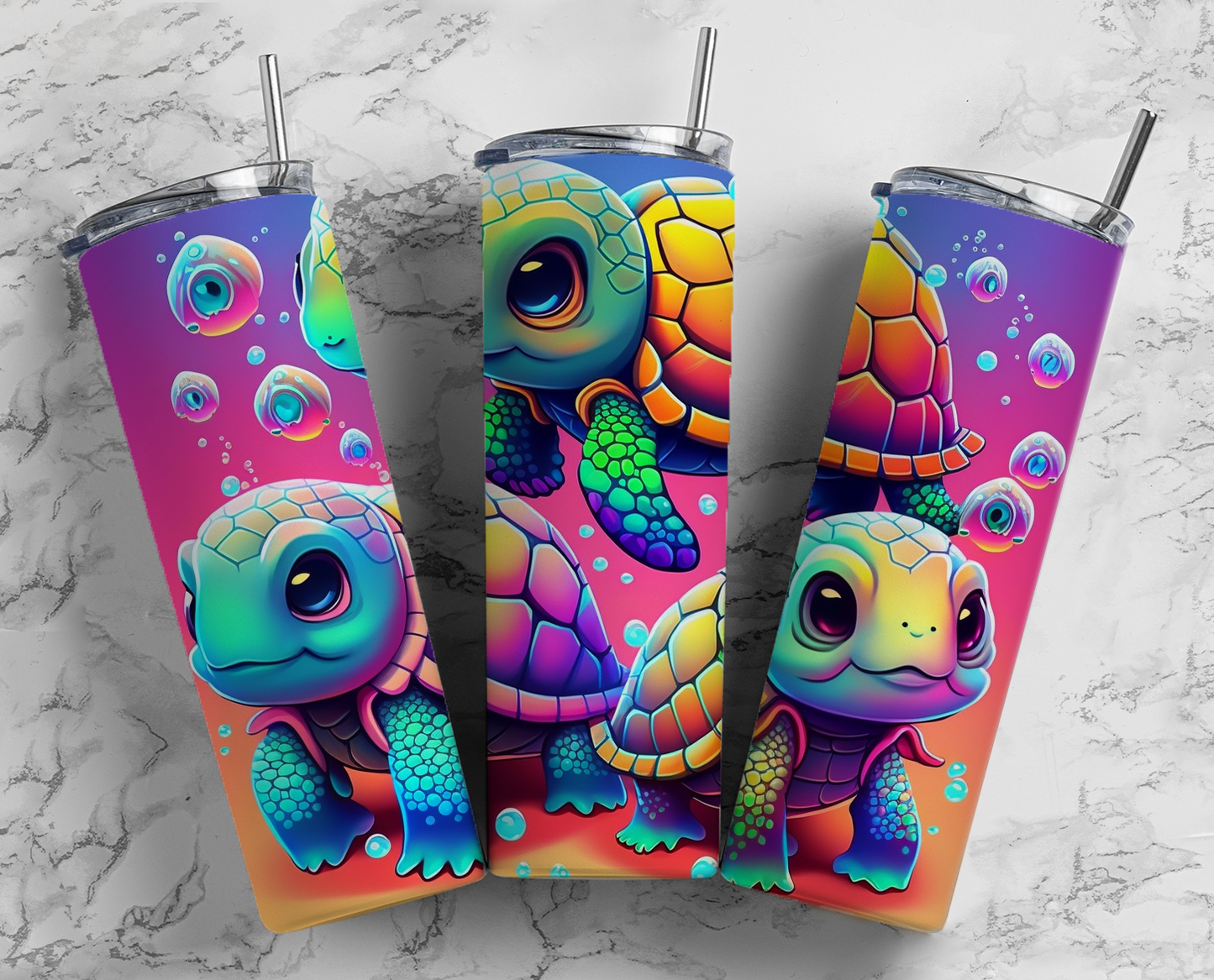 Neon Turtle Turtle Completed 20oz Skinny Tumbler