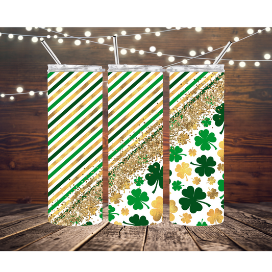 Shamrocks and Stripes St Patricks Day 20oz Skinny Tumbler