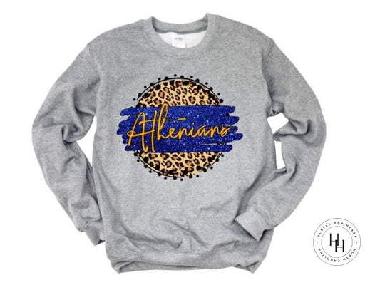 Athenians Blue And Gold Tan Leopard Shirt