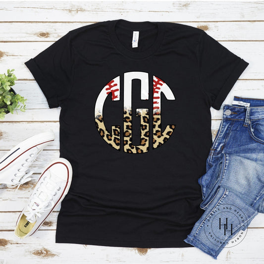 Baseball Leopard Monogram Graphic Tee