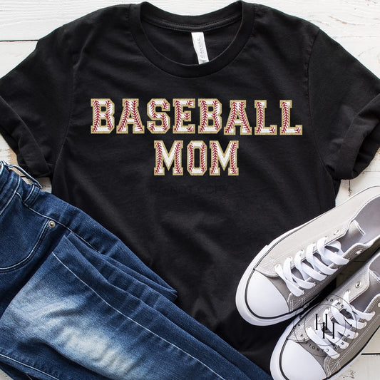 Baseball Mom Faux Chenille Letters Graphic Tee