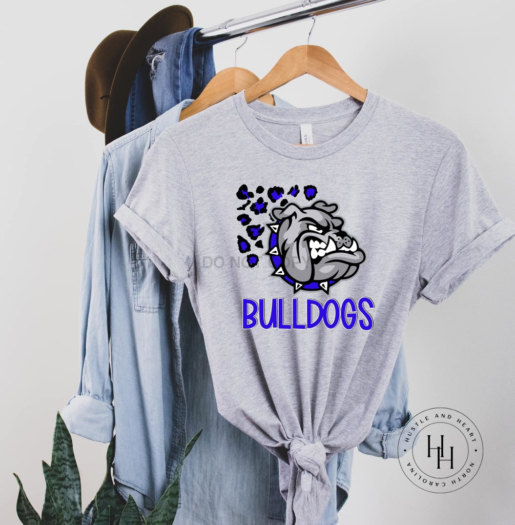 Bulldogs Blue Leopard Graphic Tee Shirt