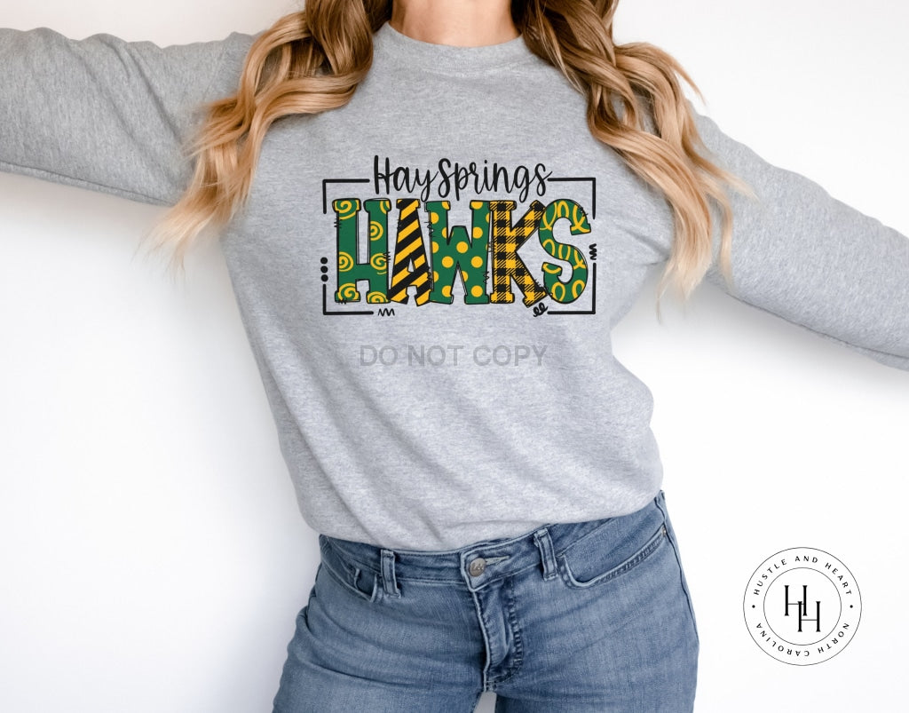 Hay Springs Hawks Doodle Graphic Tee Youth Small / Unisex Sweatshirt