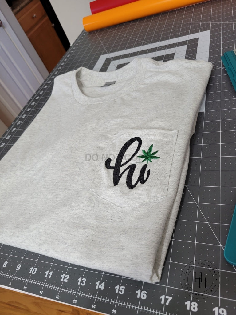 Hi Gildan Ultra Cotton Embroidered Pocket Tee