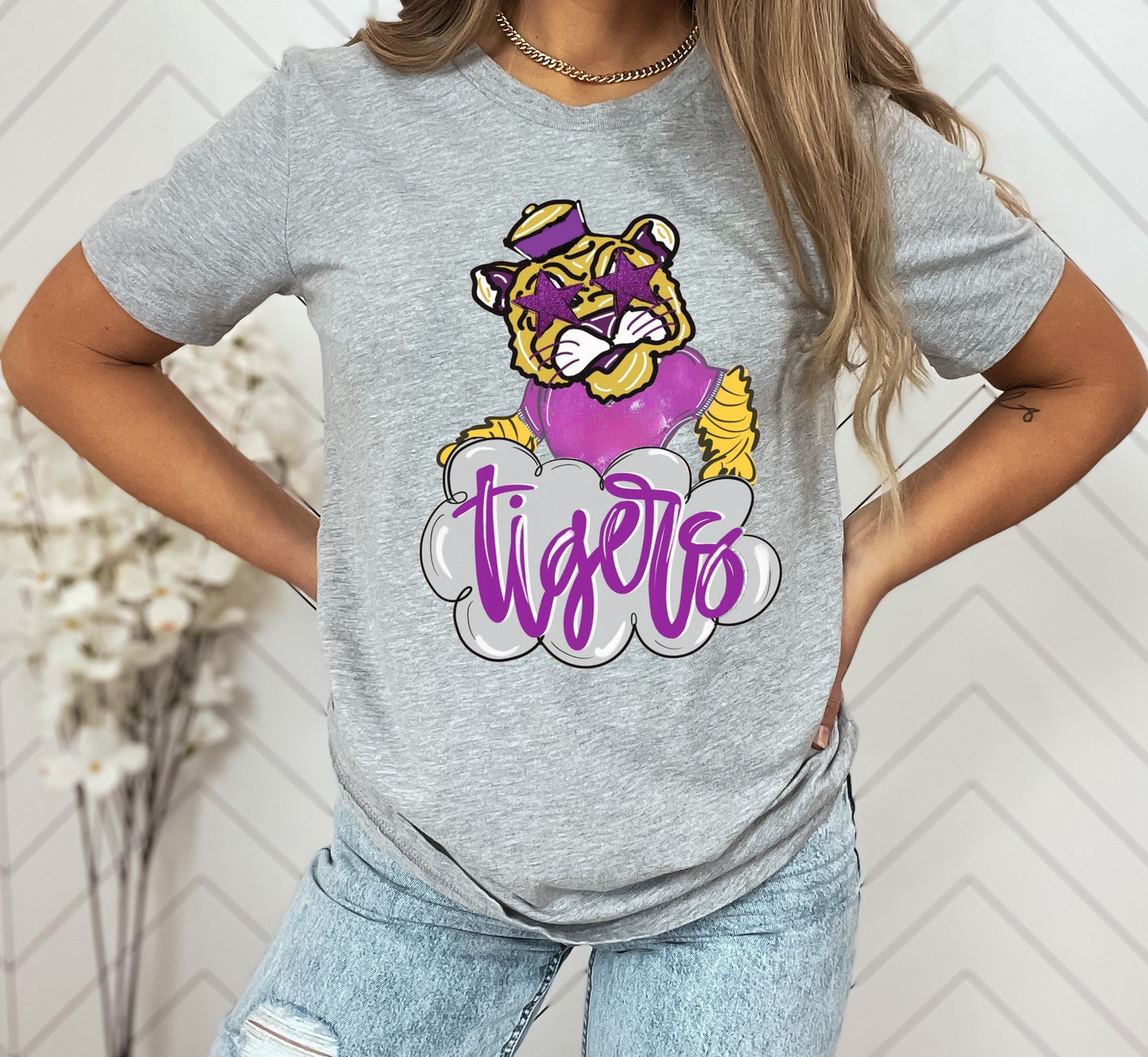 Tigers Purple Preppy Graphic Tee