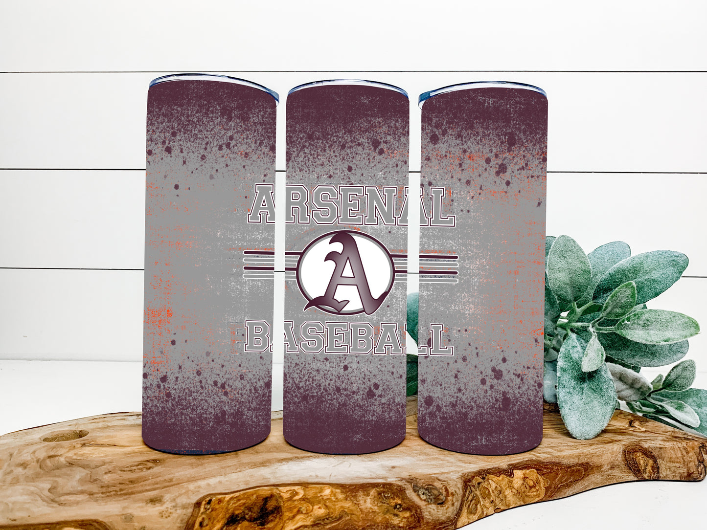 Arsenal Baseball Completed 20oz Skinny Tumbler