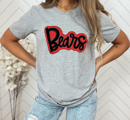 Bears Red/Black Faux Applique Graphic Tee