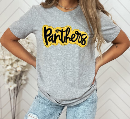 Panthers Yellow/Black Faux Applique