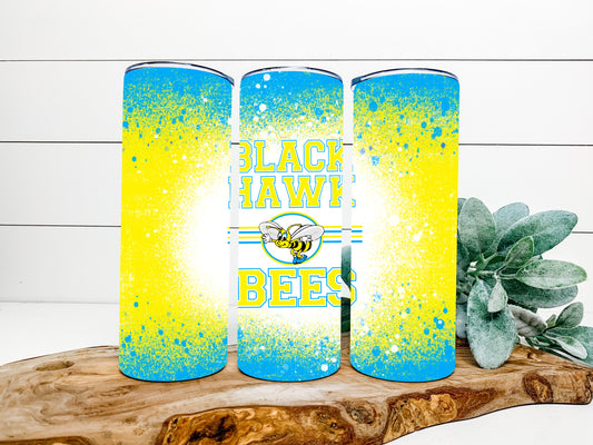 Black Hawks Bees Completed 20oz Skinny Tumbler