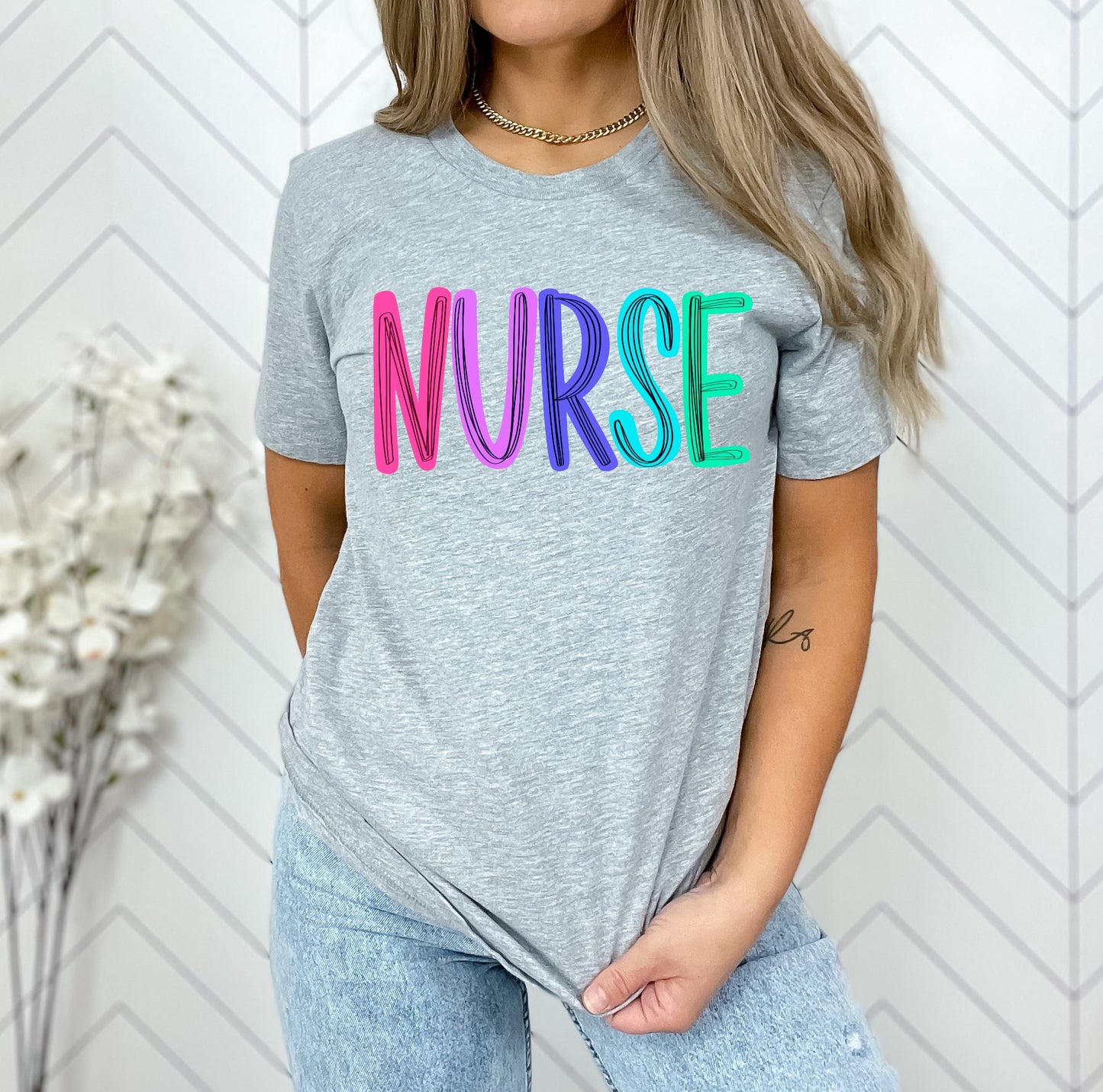 Nurse Scribble Doodle Graphic Tee