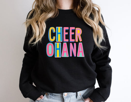 Cheer Ohana Colorful Graphic Tee