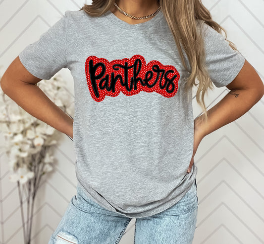 Panthers Red/Black Faux Applique