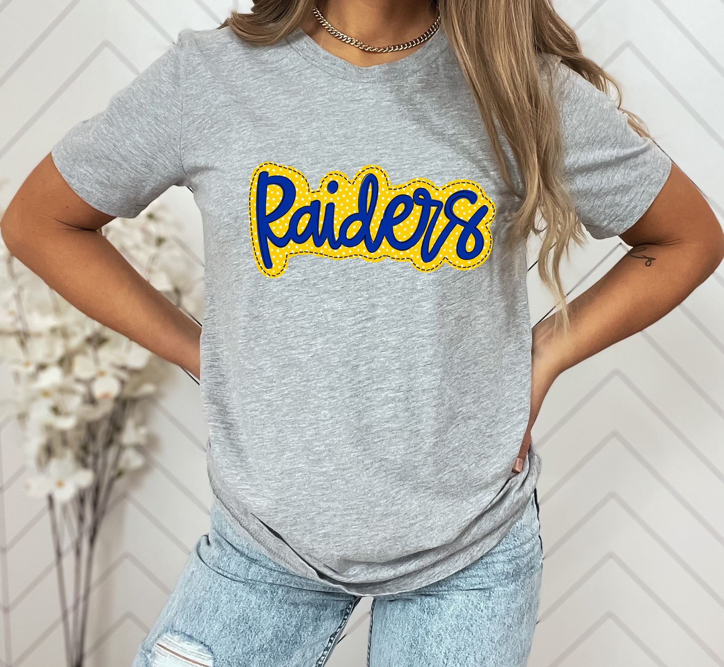 Raiders Blue/Yellow Faux Applique