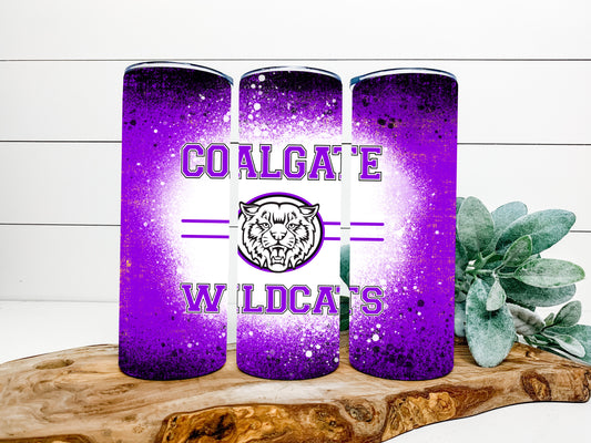 Coalgate Wildcats Bleach Completed 20oz Skinny Tumbler