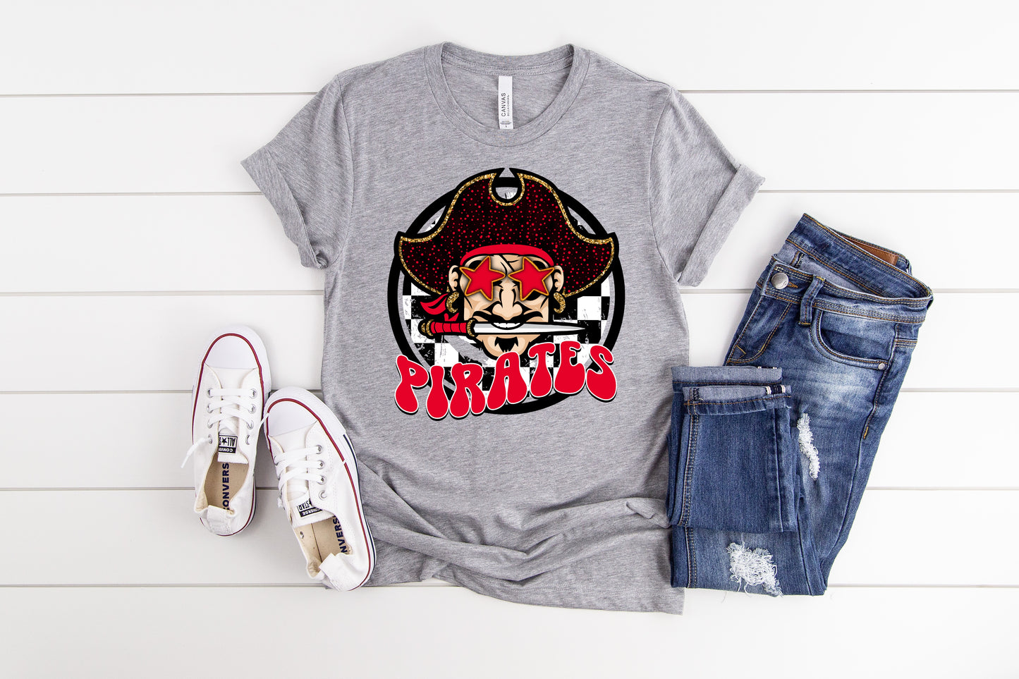 Pirates Checkered Preppy Graphic Tee