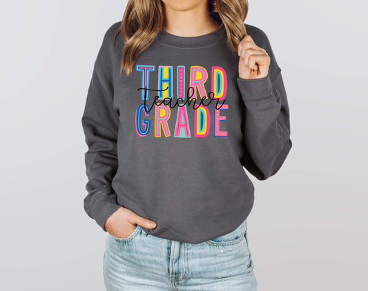 Third Grade Teacher Colorful Graphic Tee