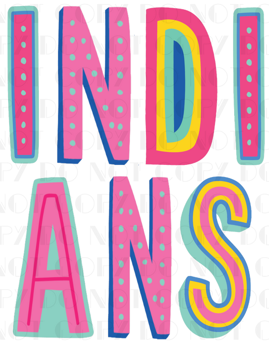 Indians Colorful Block PNG Digital File