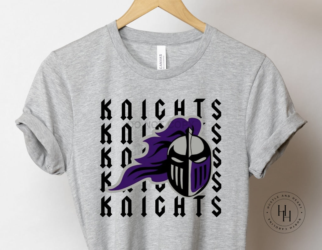 Knights Purple And Grey Repeating Custom Mascot Graphic Tee Youth Small / Unisex Shirt