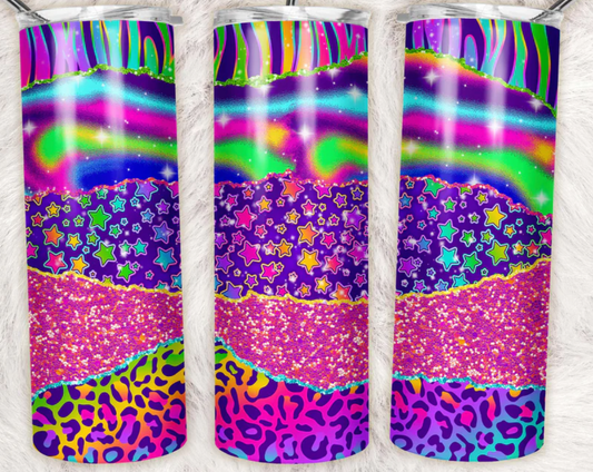 Neon Mixed Media Completed 20oz Skinny Tumbler