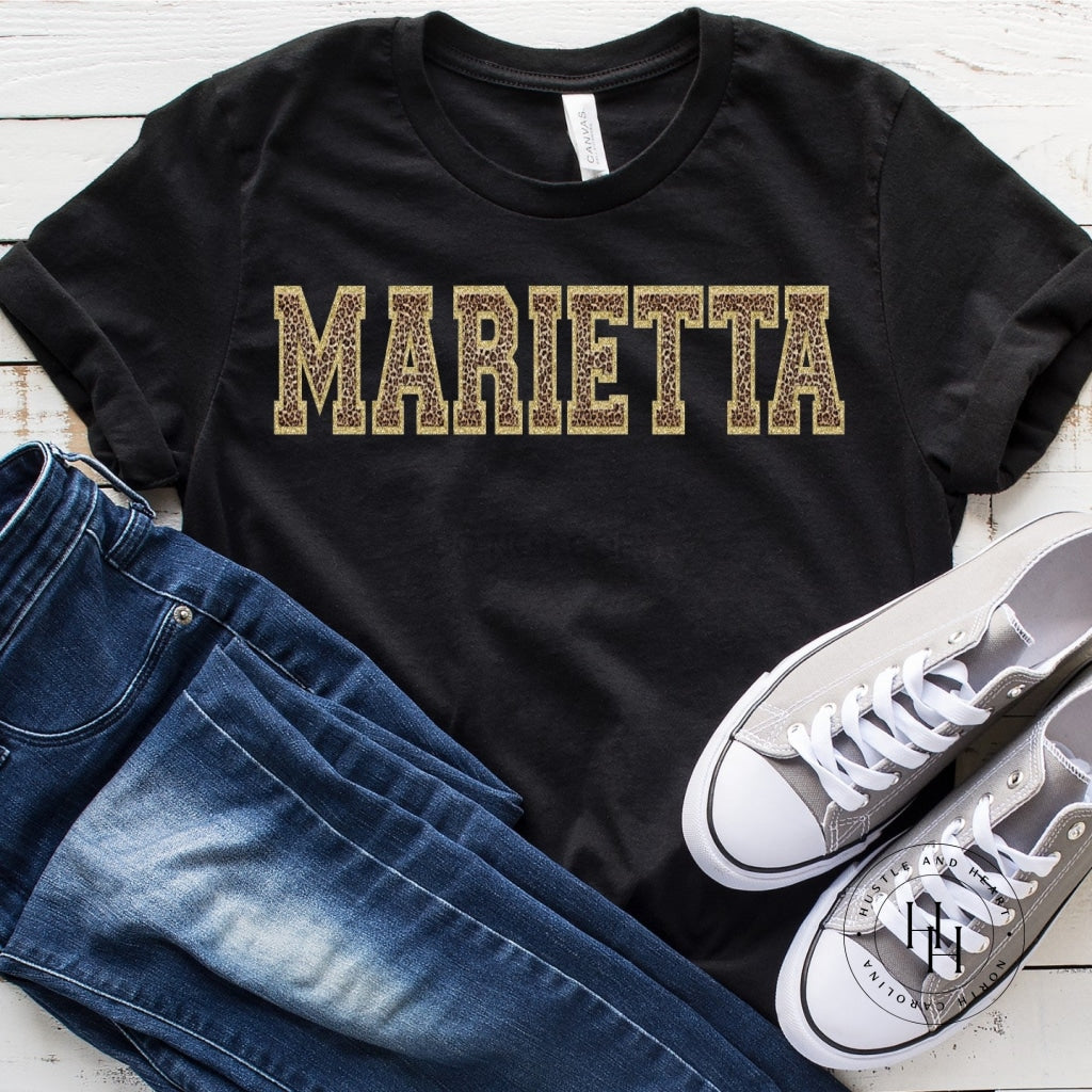 Marietta Leopard Faux Chenille Letters Graphic Tee