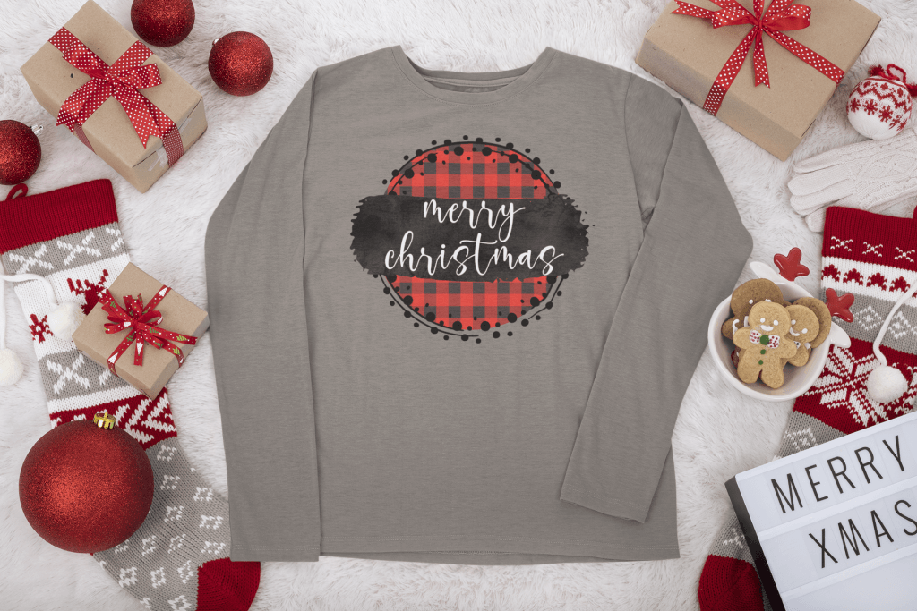 Merry Christmas Buffalo Plaid Circle Unisex Tee