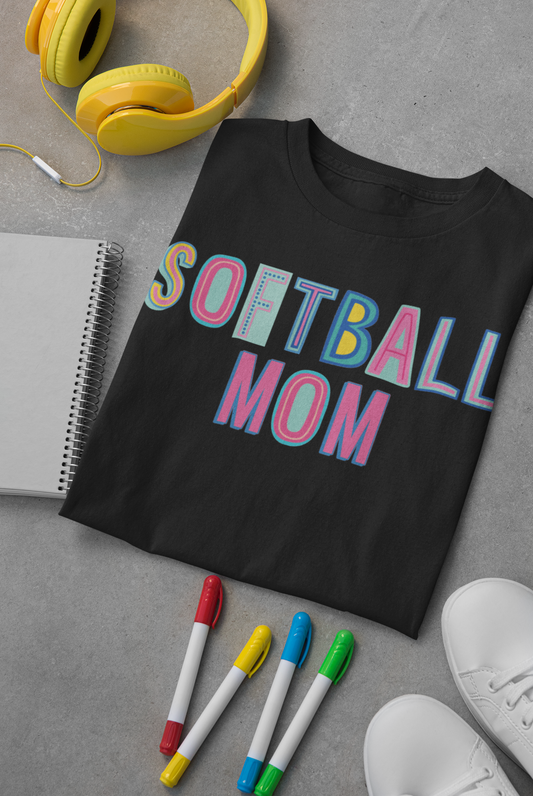 Softball Mom Colorful Graphic Tee