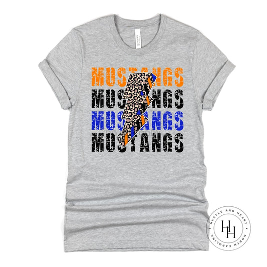 Mustangs Orange Black Blue Lightning Bolt Graphic Tee